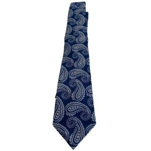 JOSEPH ABBOUD mens wearhouse blue silver paisley 100 % silk  length 29 inches